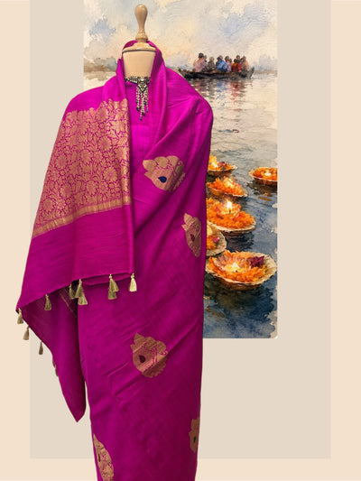 Moksha Pink Matka Georgette Sari
