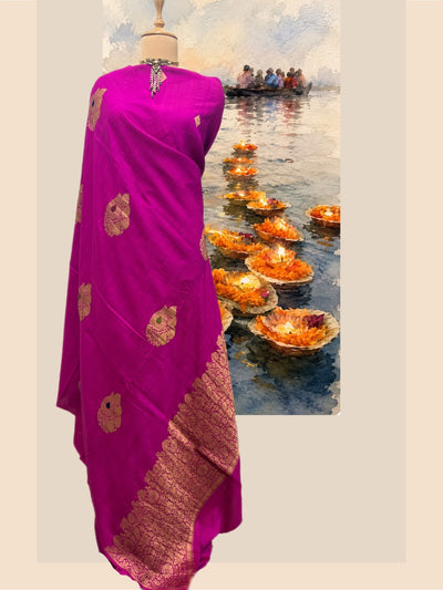Moksha Pink Matka Georgette Sari