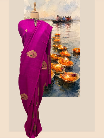 Moksha Pink Matka Georgette Sari