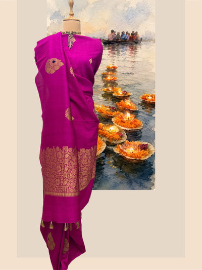 Moksha Pink Matka Georgette Sari