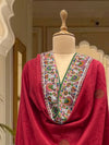 Shalimar Red Kashmiri Jamavar Matka Georgette Dupatta