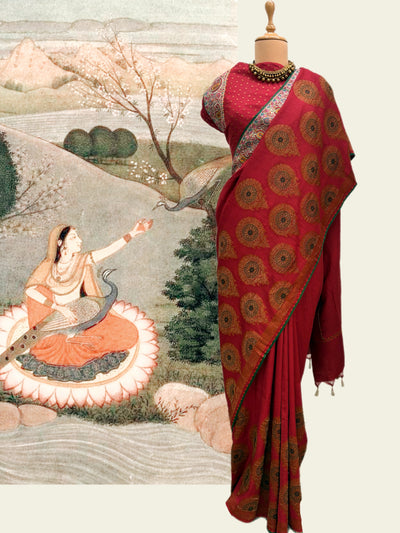 Tara Devi Red Kashmiri Matka Georgette Saree