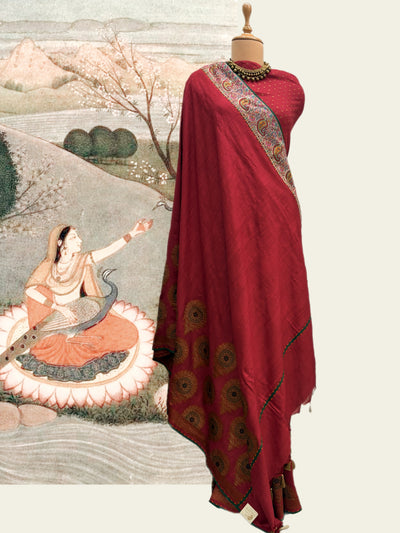 Tara Devi Red Kashmiri Matka Georgette Saree