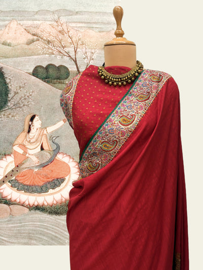 Tara Devi Red Kashmiri Matka Georgette Saree