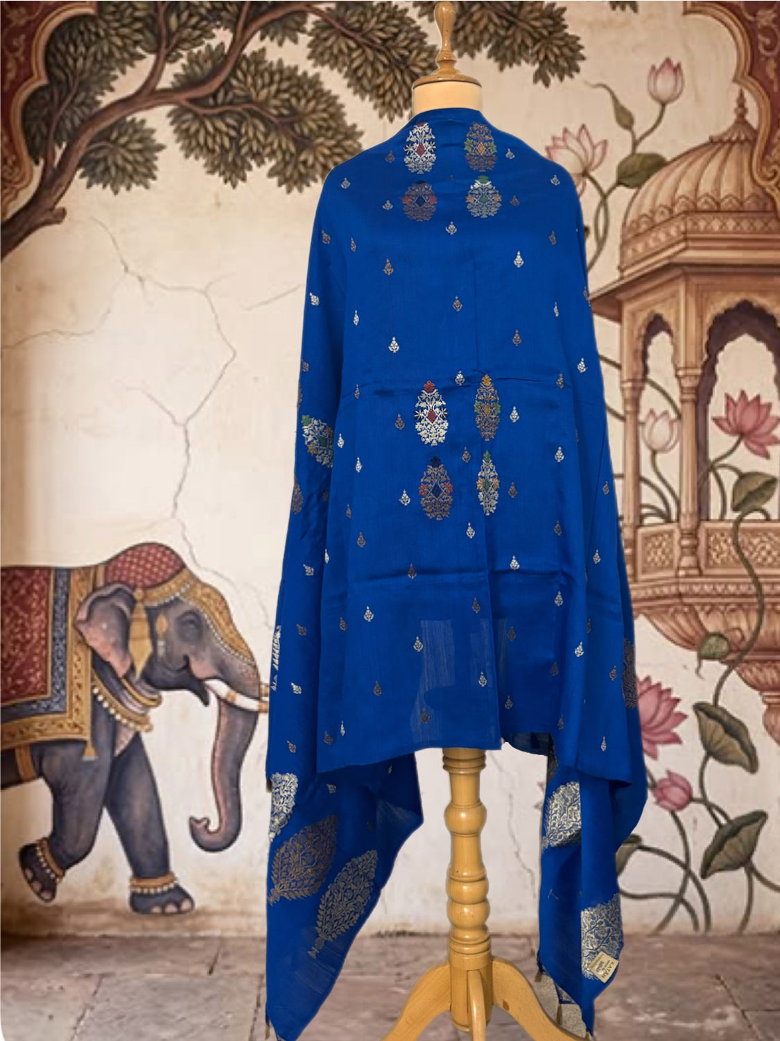 Nawalgarh Royal Blue Matka Georgette Dupatta