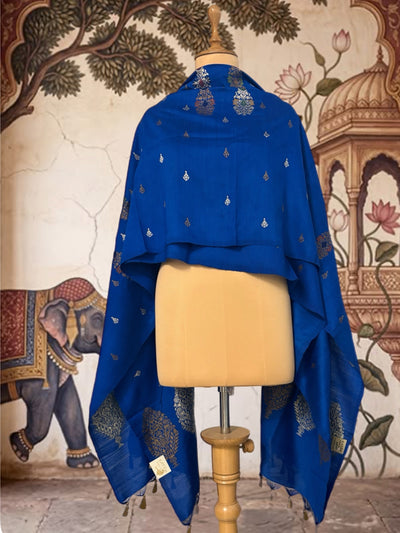 Nawalgarh Royal Blue Matka Georgette Dupatta