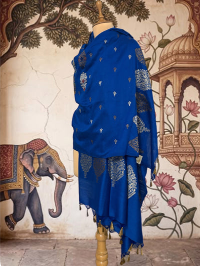 Nawalgarh Royal Blue Matka Georgette Dupatta