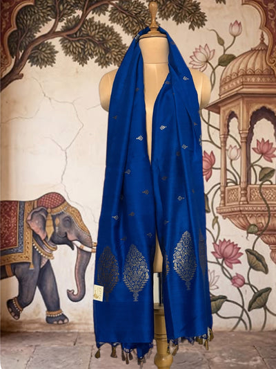Nawalgarh Royal Blue Matka Georgette Dupatta