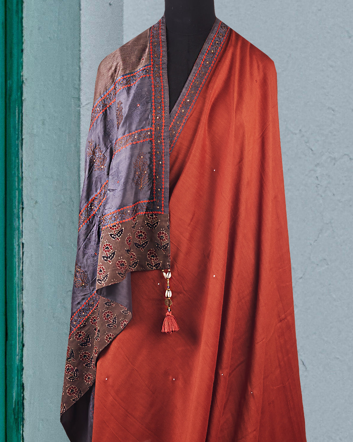 Rust Tanchoi Matka Georgette Saree