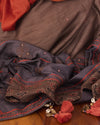 Rust Tanchoi Matka Georgette Saree