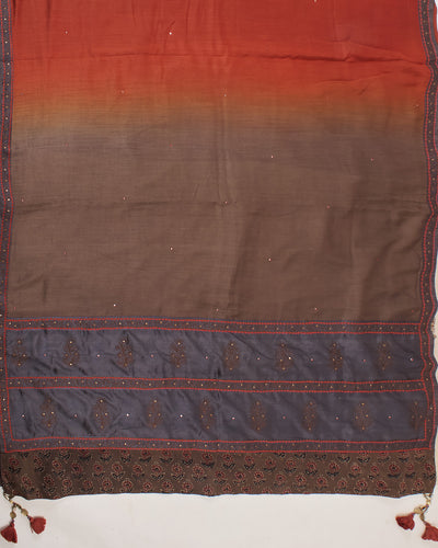 Rust Tanchoi Matka Georgette Saree