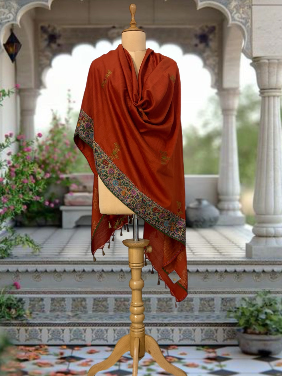Afreen Jamavar Rust Matka Georgette Dupatta