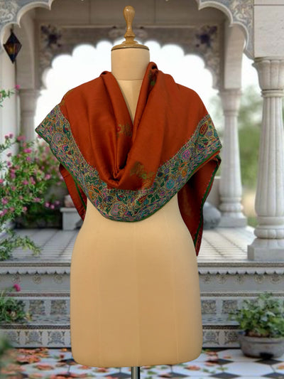 Afreen Jamavar Rust Matka Georgette Dupatta