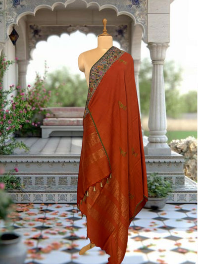 Afreen Jamavar Rust Matka Georgette Dupatta