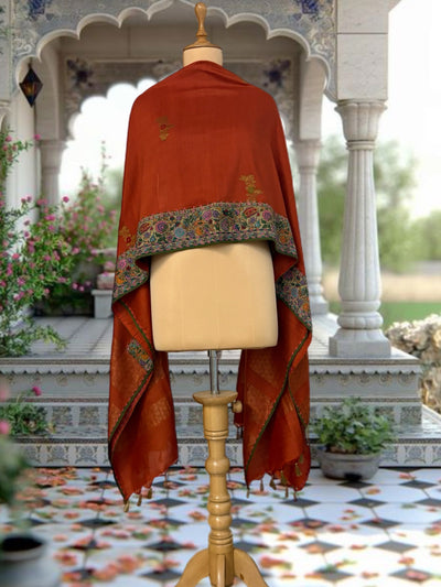 Afreen Jamavar Rust Matka Georgette Dupatta