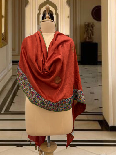 Nishat Rust Kashmiri Jamavar Matka Georgette Dupatta