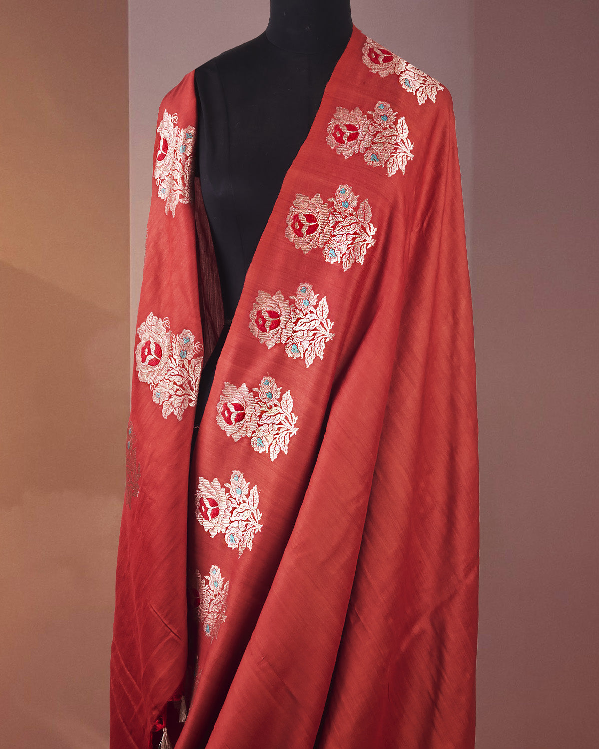 Bahar Rust Roses Matka Georgette Saree