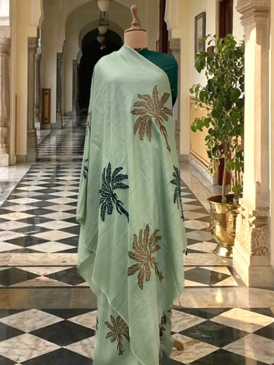 Kovalam Sea Green Matka Georgette Border Saree
