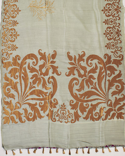 Juniper Sea Green Matka Georgette Border Saree