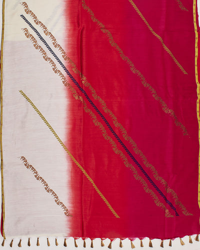 Flamingo Red Shaded Matka Georgette Saree