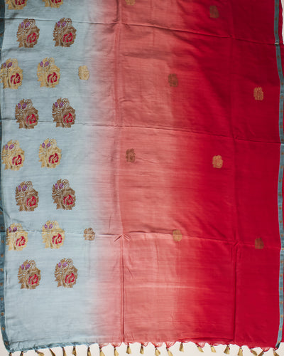French Riviera Red Shaded Matka Georgette Saree