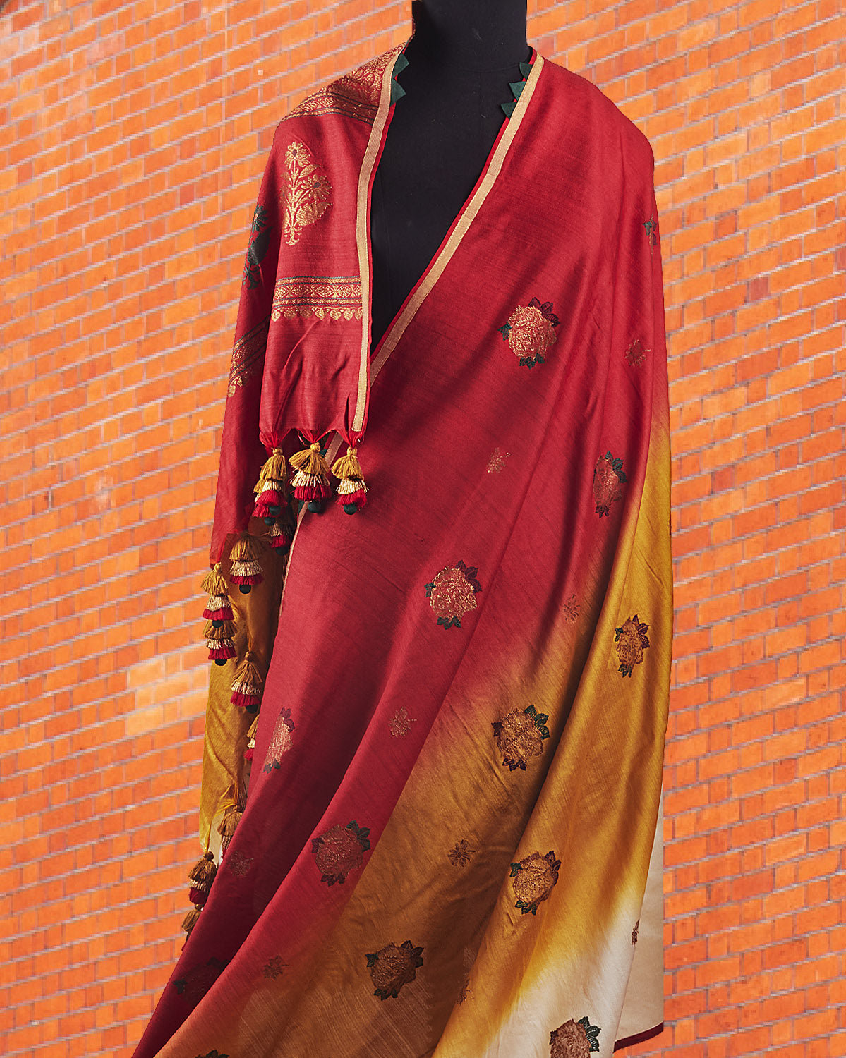 Dawn to Dusk Rust Shaded Matka Georgette Saree