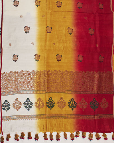 Dawn to Dusk Rust Shaded Matka Georgette Saree