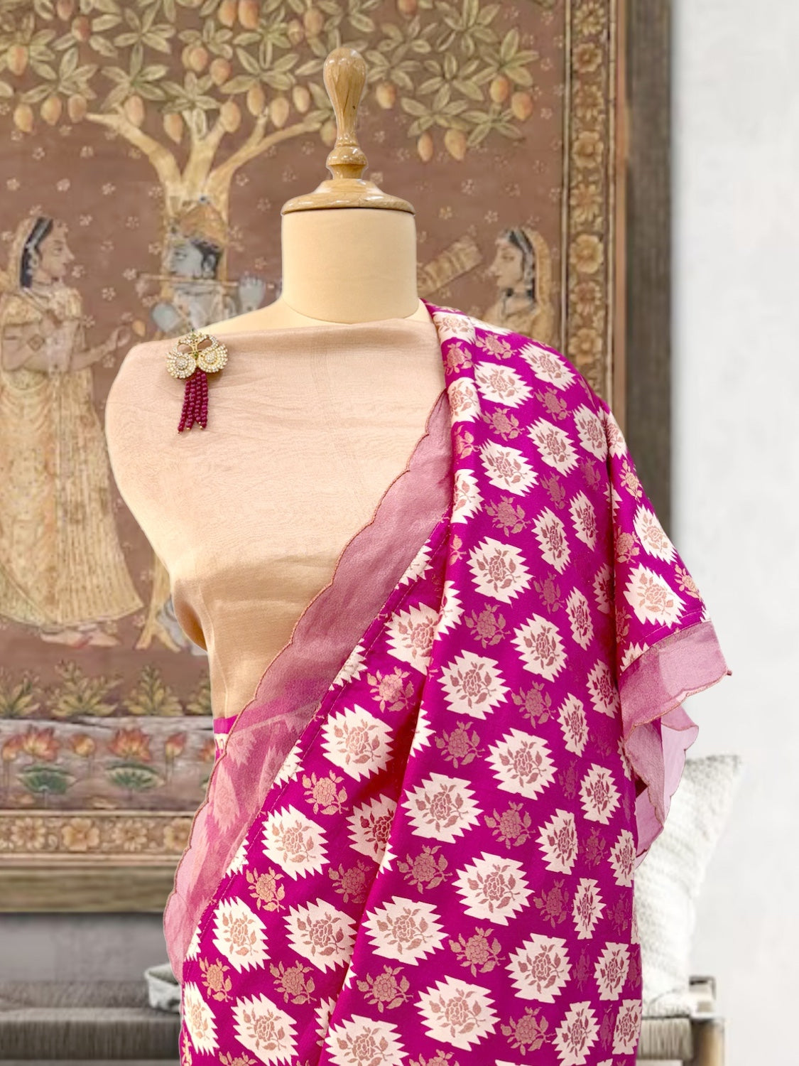 Vishakha Pink Booti Silk Saree