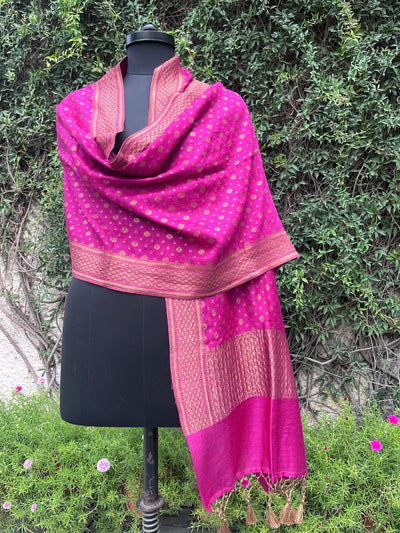 Star Rani Pink Matka Georgette Stole Dupatta