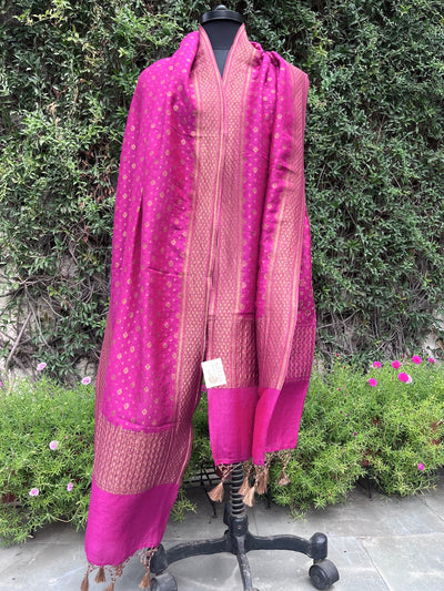 Star Rani Pink Matka Georgette Stole Dupatta