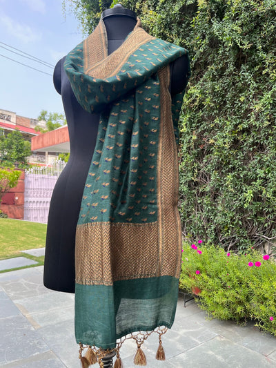 Moss Green Matka Georgette Stole Dupatta