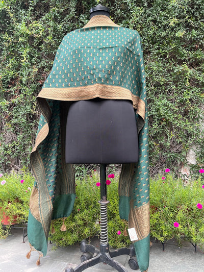 Moss Green Matka Georgette Stole Dupatta