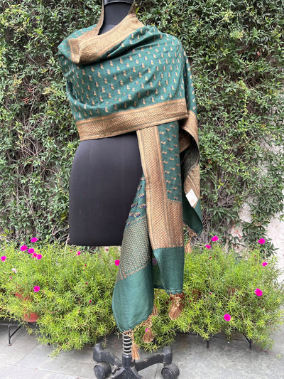 Moss Green Matka Georgette Stole Dupatta