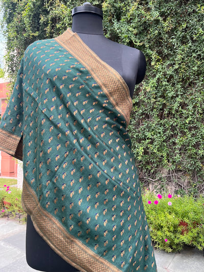 Moss Green Matka Georgette Stole Dupatta