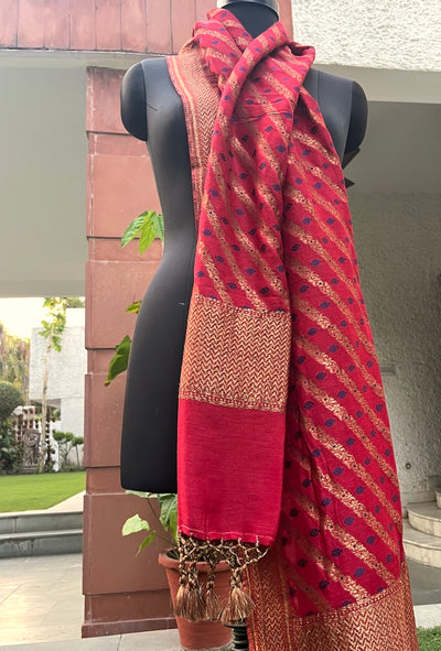 Red & Blue Matka Georgette Stole Dupatta