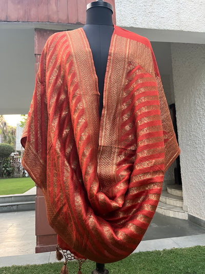 Earthy Rust Matka Georgette Stole Dupatta