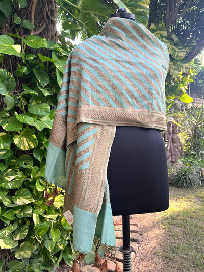 Sea Green Matka Georgette Stole Dupatta