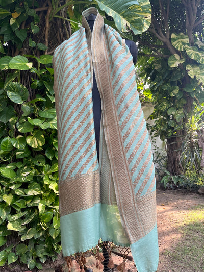 Sea Green Matka Georgette Stole Dupatta