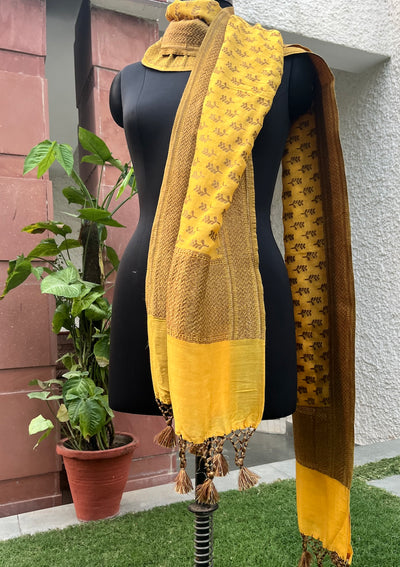 Yellow Matka Georgette Stole Dupatta
