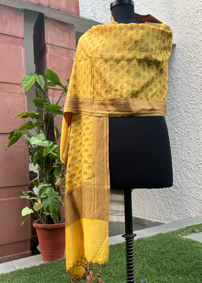 Yellow Matka Georgette Stole Dupatta
