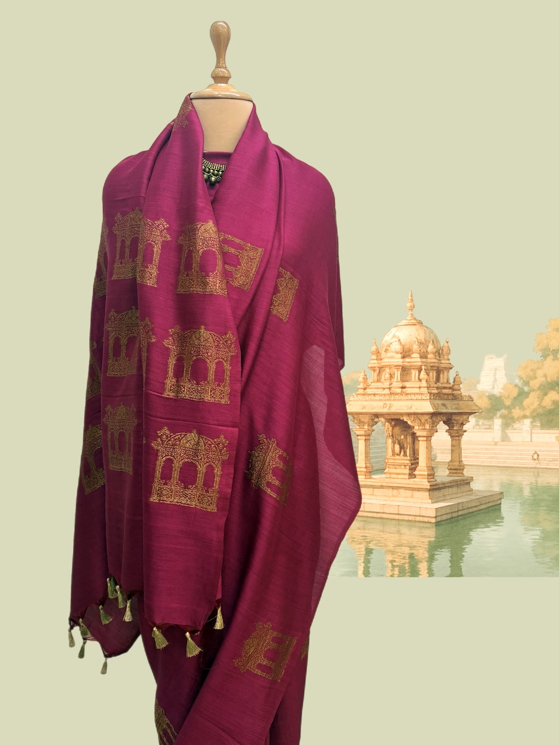 Baradari Garnet Matka Georgette Saree
