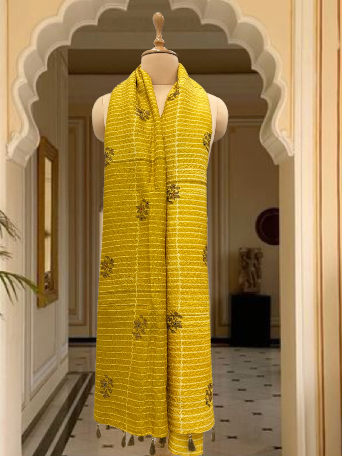 Yellow Shibori Matka Georgette Dupatta