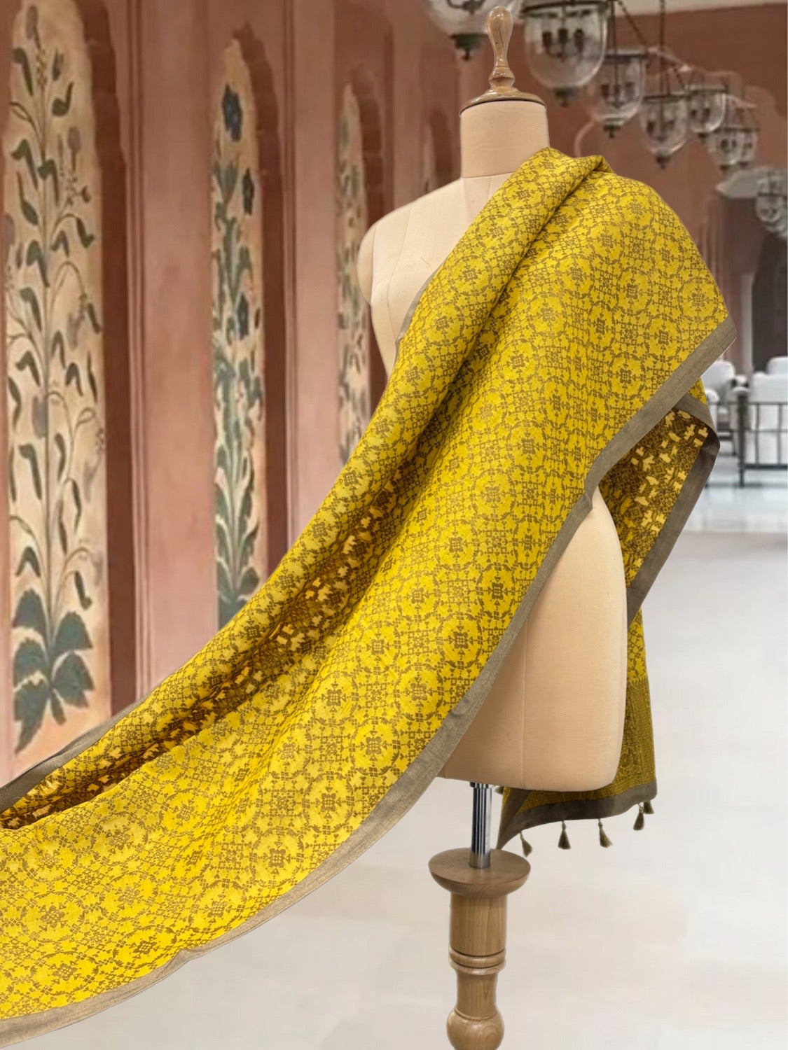 Sunshine Yellow Matka Georgette Stole Dupatta