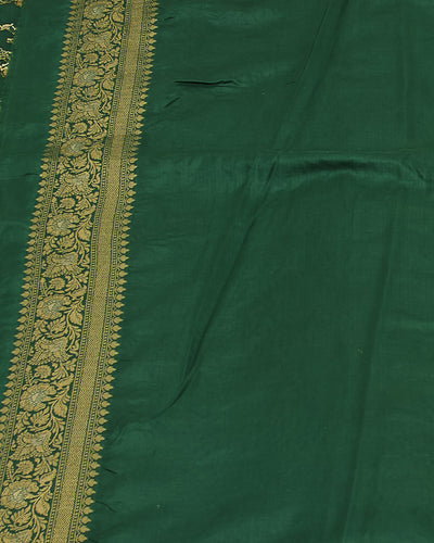 Oxford Rose Trellis Green Katan Silk Saree