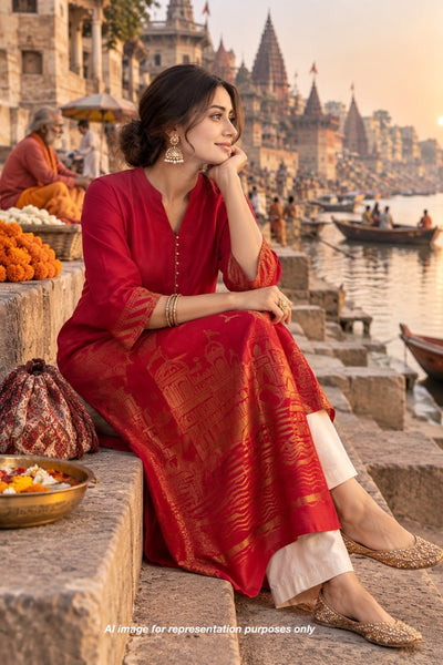 Red Ghats Matka Georgette Kurta