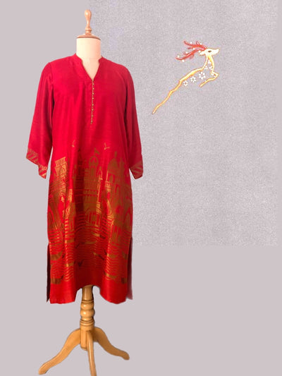 Red Ghats Matka Georgette Kurta