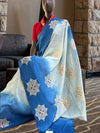 Chakra Blue Matka Georgette Saree