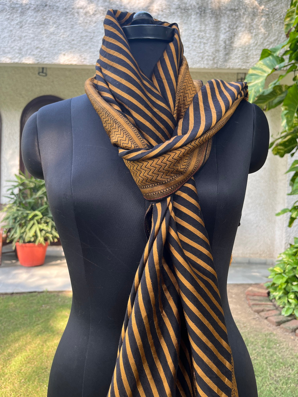 Ebony Black Cotton Silk Stole Dupatta
