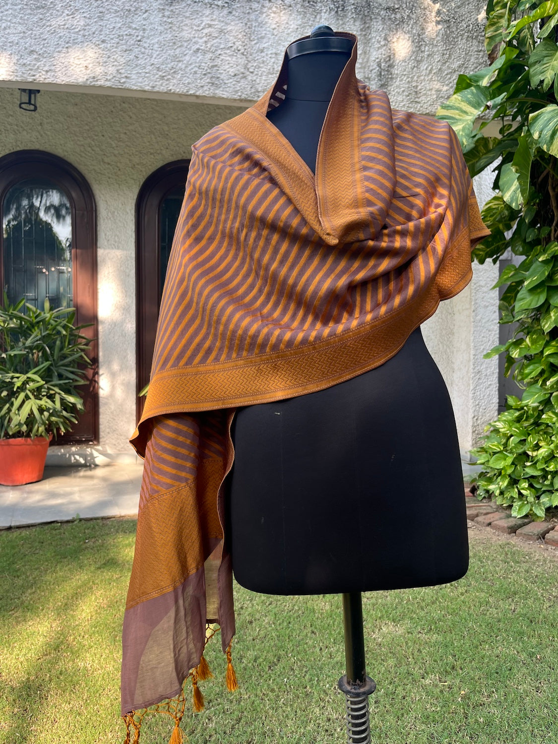 Old Rose brown Cotton Silk Stole Dupatta