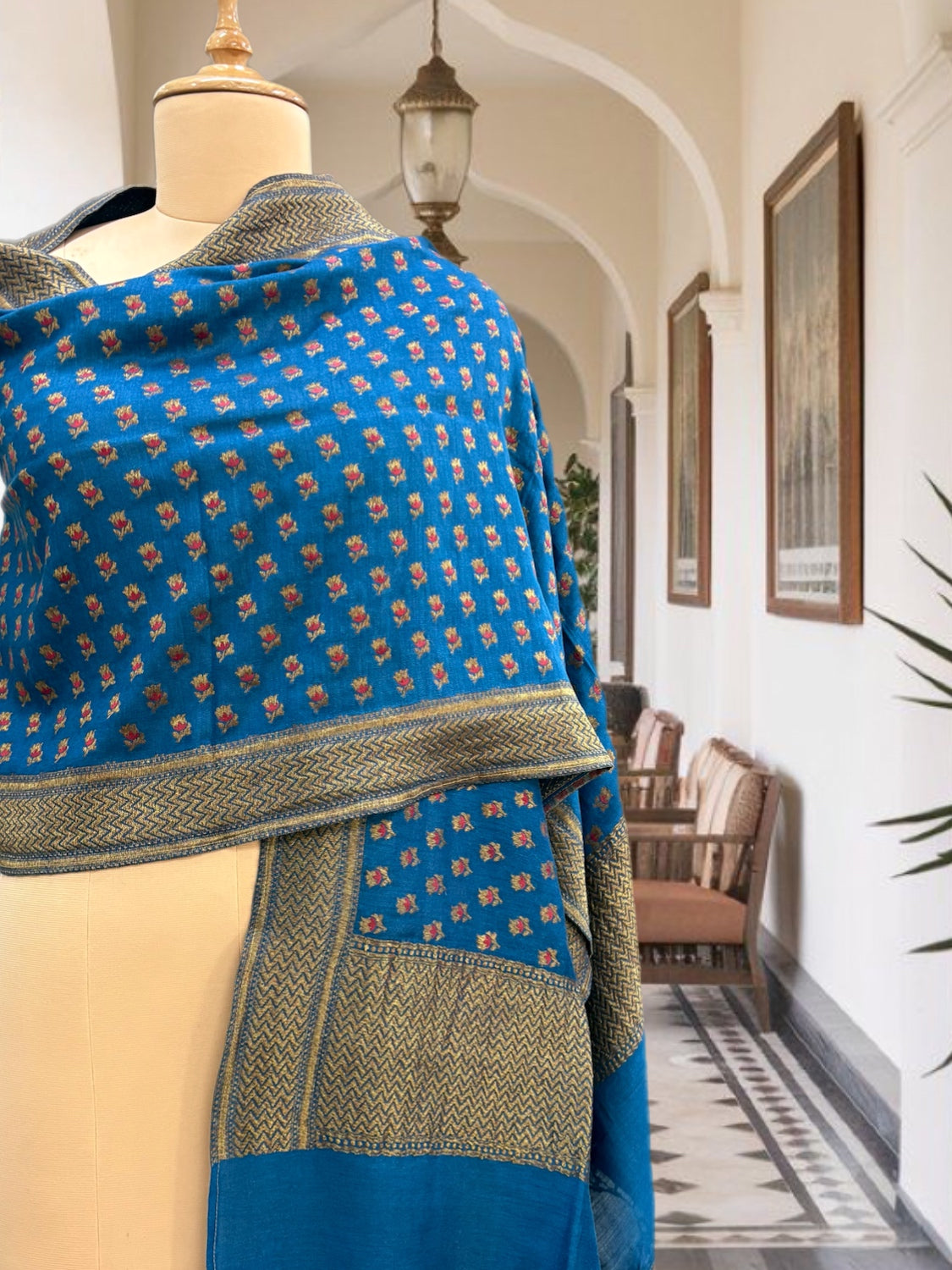 Kandapushpa Blue Matka Georgette Stole Dupatta